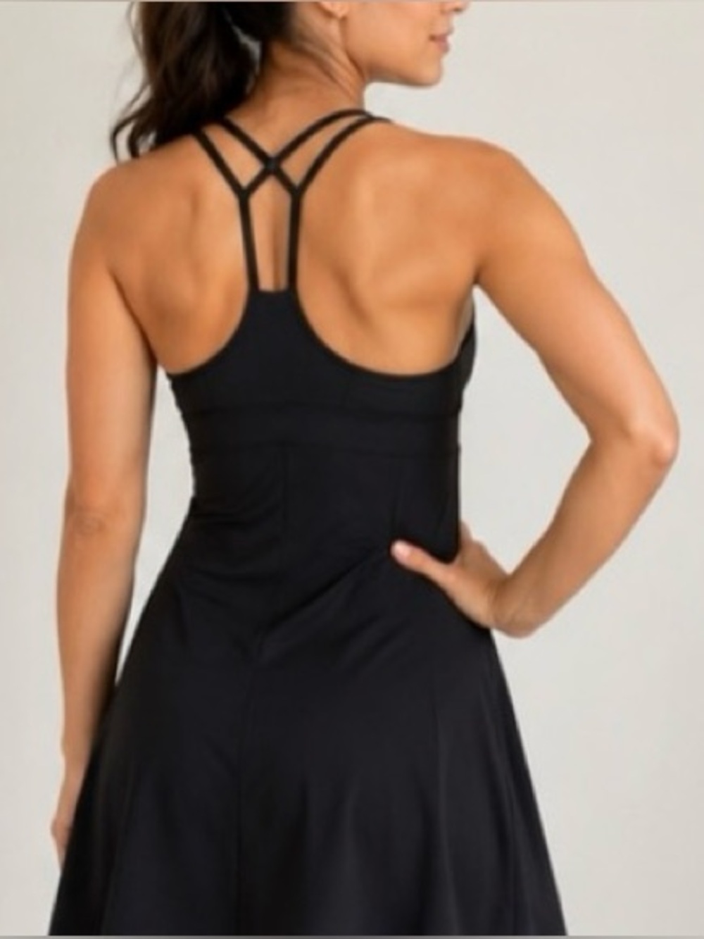 Athleta Black Athletic Dress Built-In Bra Strappy Back XS Activewear - Picture 2 of 5